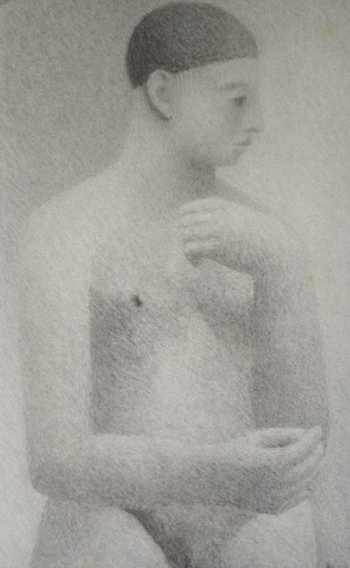 Il nuotatore,studio di composizione, carbone, senza data, 38,6 x 24 cm 